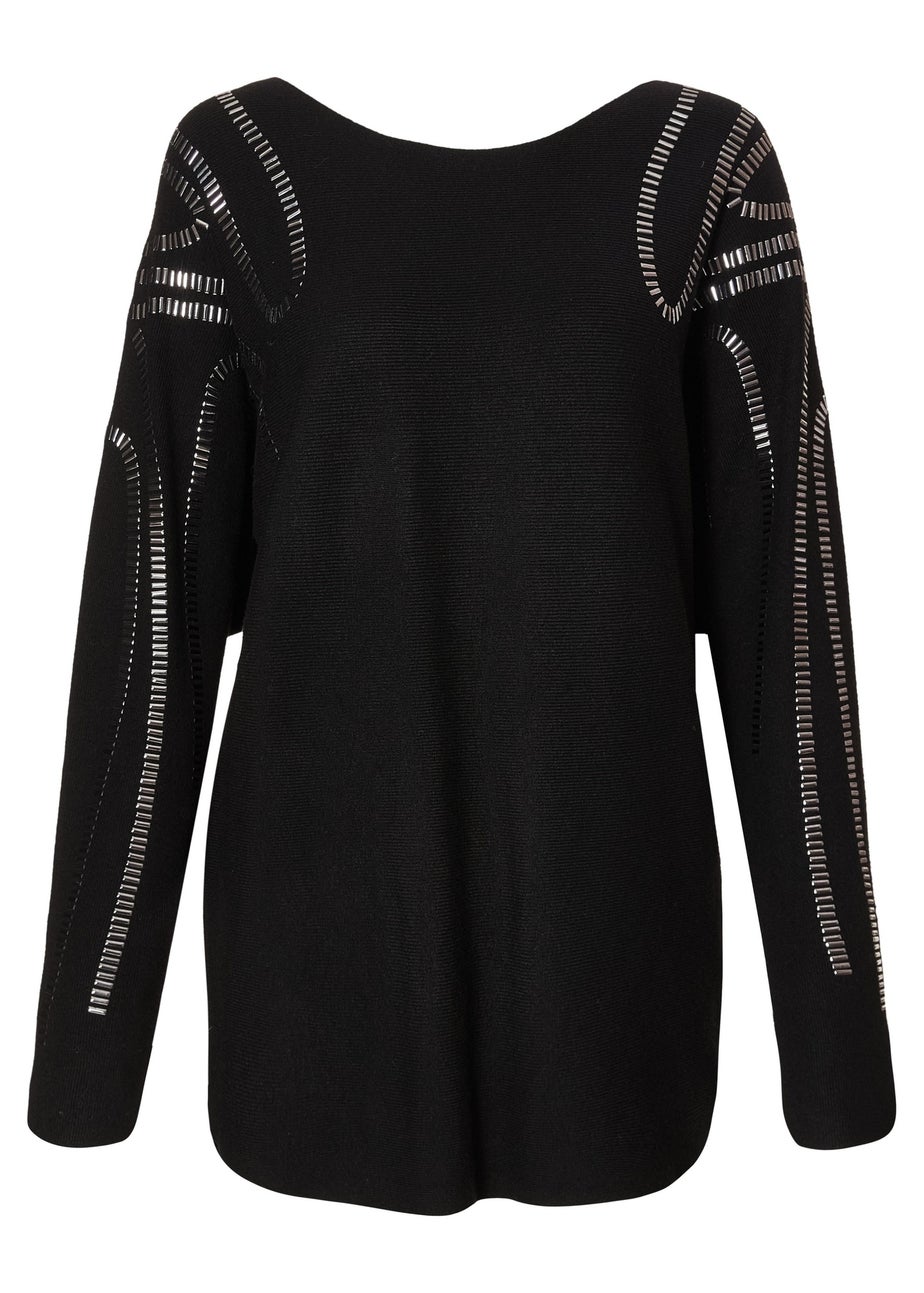 Quiz Black Diamante Stud Jumper