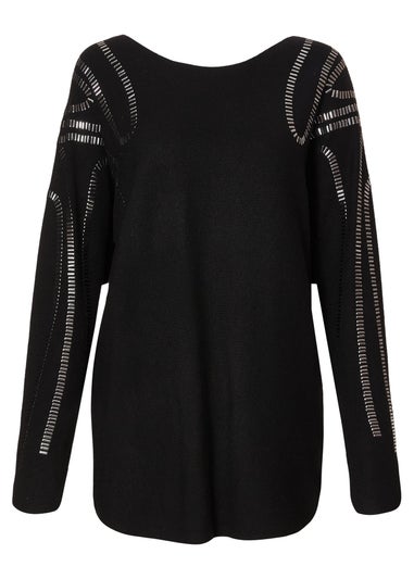 Quiz Black Diamante Stud Jumper