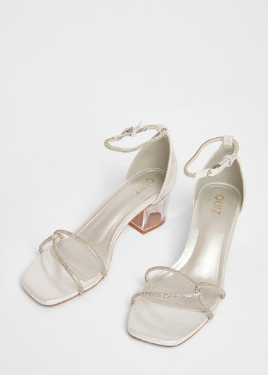 Quiz Silver Twist Strap Heeled Sandal