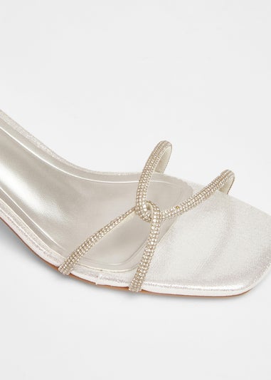 Quiz Silver Twist Strap Heeled Sandal