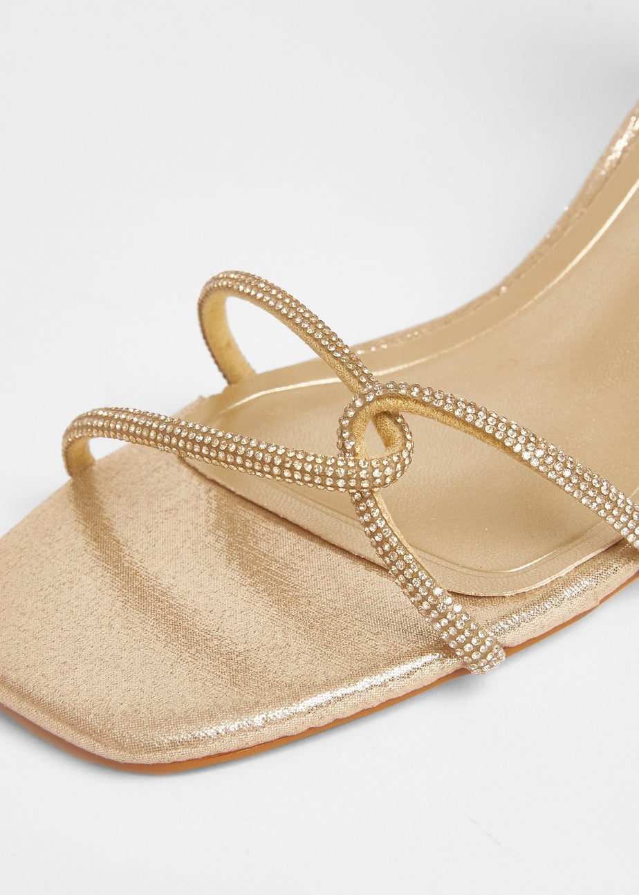 Quiz Gold Twist Strap Heeled Sandal