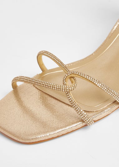 Quiz Gold Twist Strap Heeled Sandal