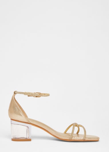 Quiz Gold Twist Strap Heeled Sandal