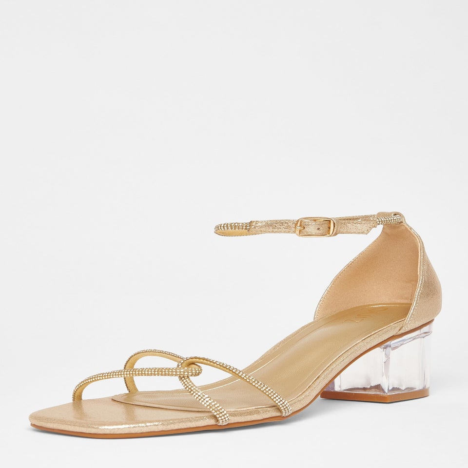 Quiz Gold Twist Strap Heeled Sandal