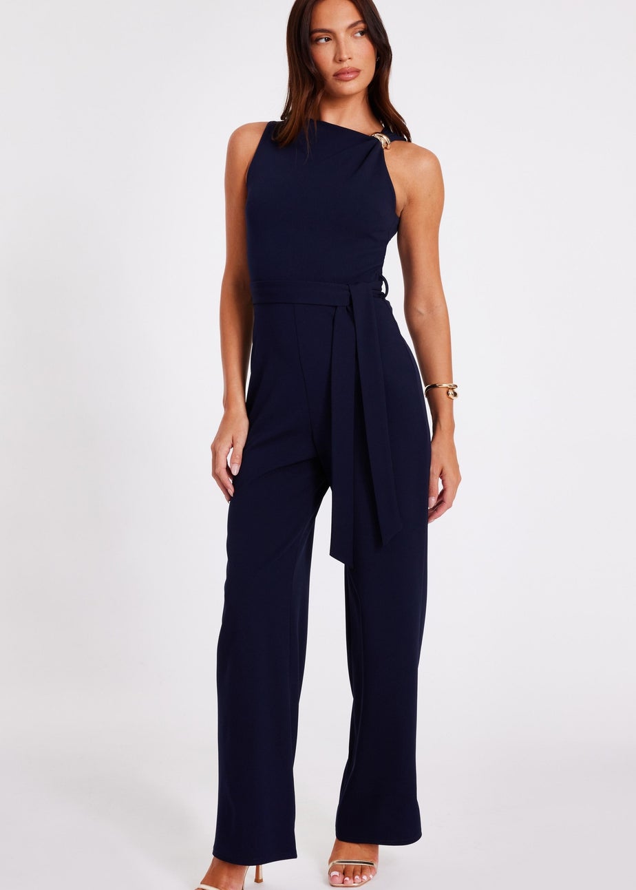 Quiz Navy Buckle Detail Jumpsuit