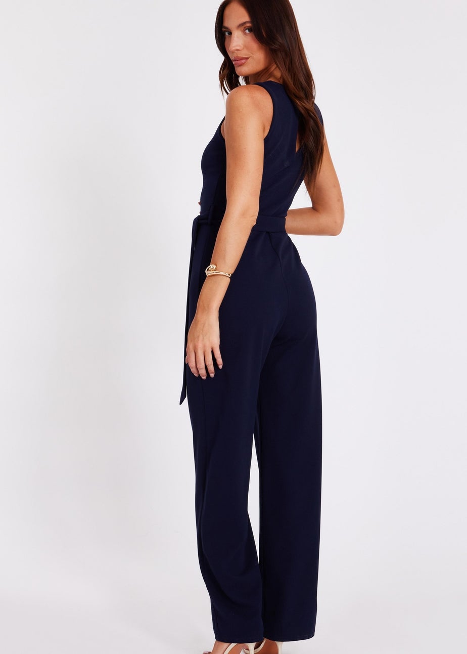 Quiz Navy Buckle Detail Jumpsuit