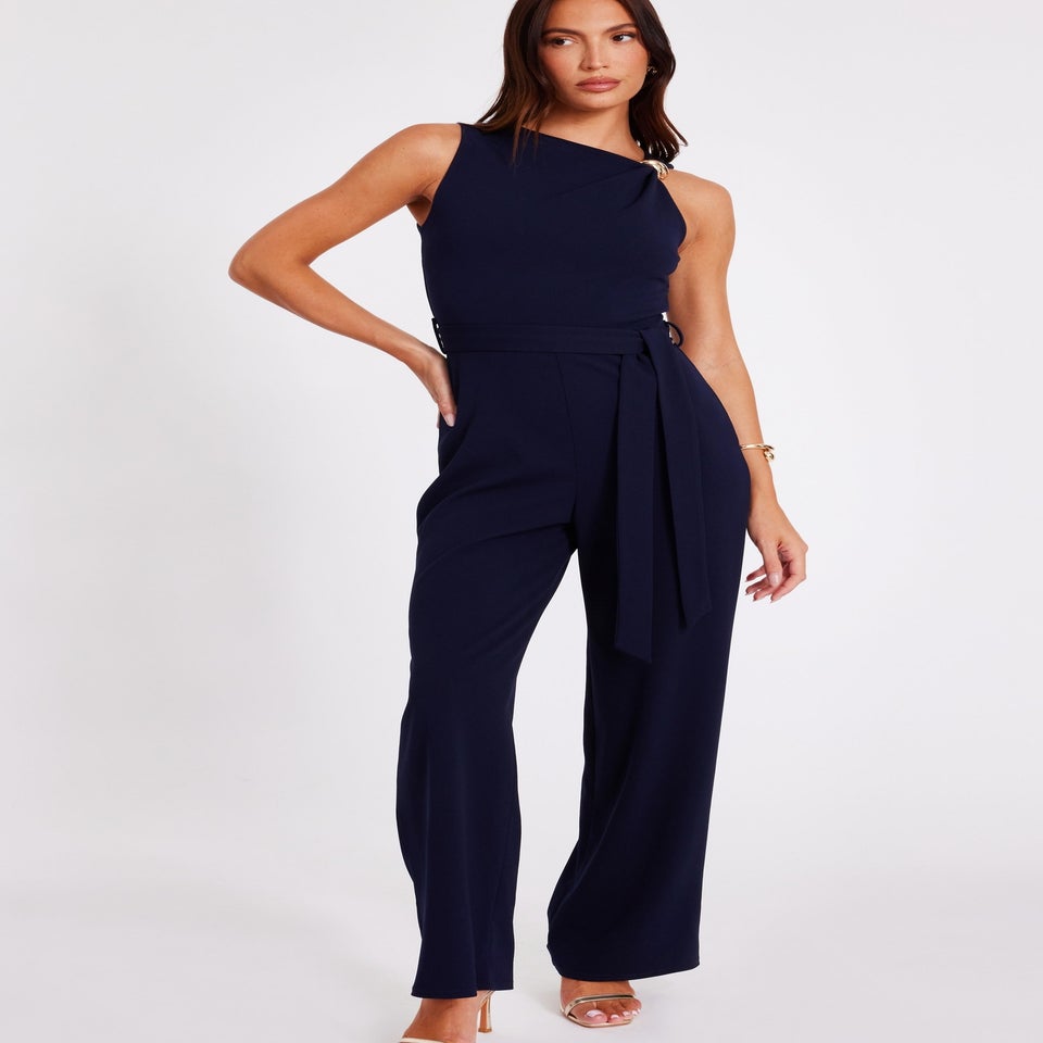 Quiz Navy Buckle Detail Jumpsuit