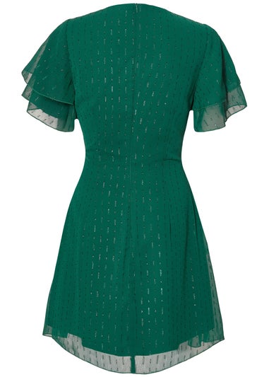 Quiz Green Chiffon Ruffle Mini Dress