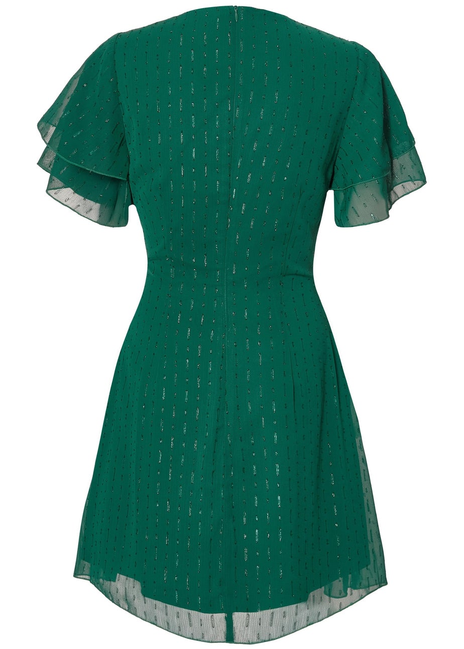 Quiz Green Chiffon Ruffle Mini Dress