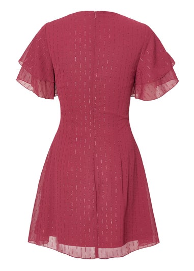 Quiz Red Chiffon Ruffle Mini Dress