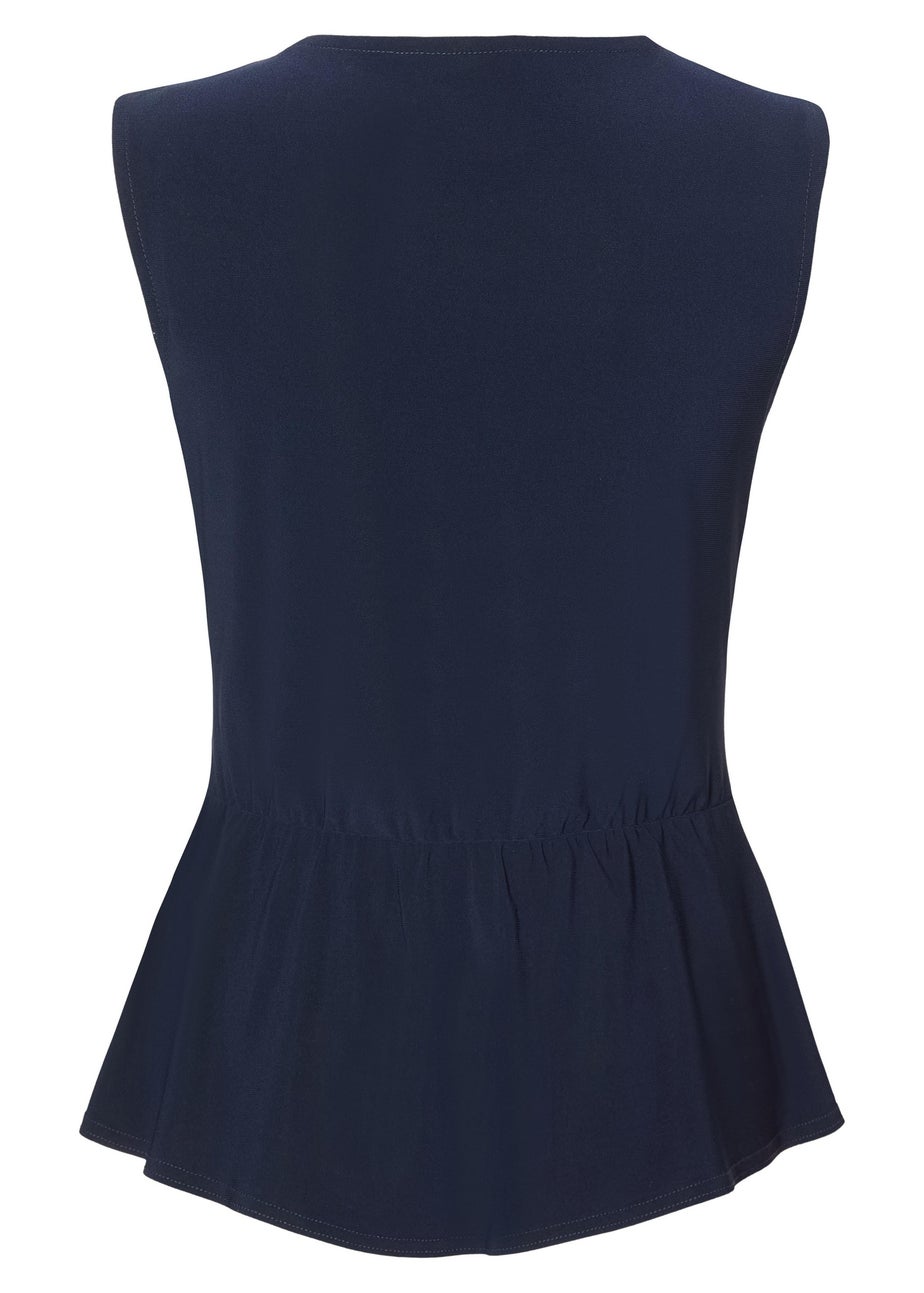 Quiz Navy Buckle Waist Top