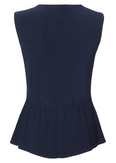 Quiz Navy Buckle Waist Top