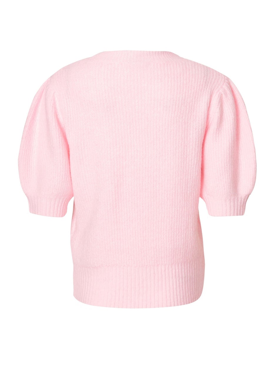 Quiz Pink Puff Sleeve Knit Jumper