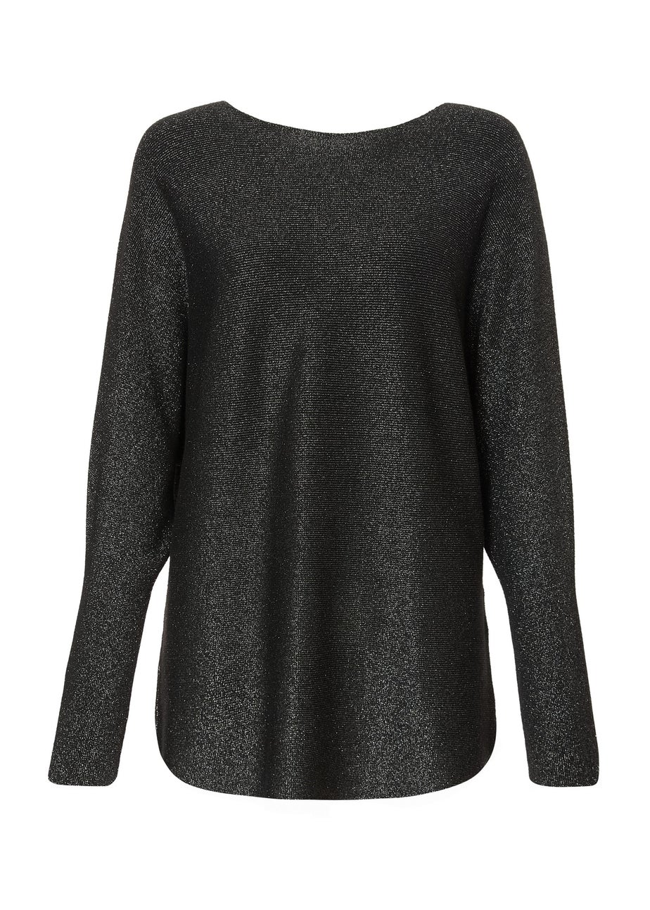 Quiz Black Glitter Batwing Jumper