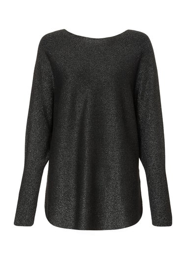 Quiz Black Glitter Batwing Jumper