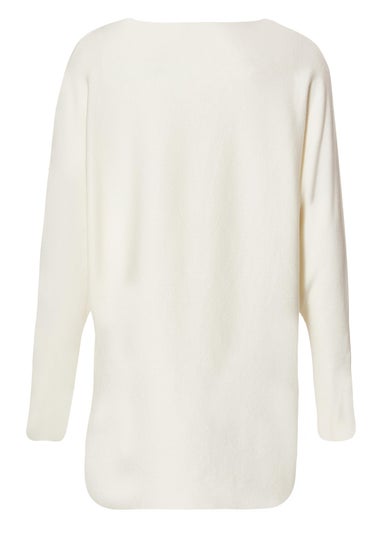 Quiz Cream Knitted Sequin Batwing Jumper
