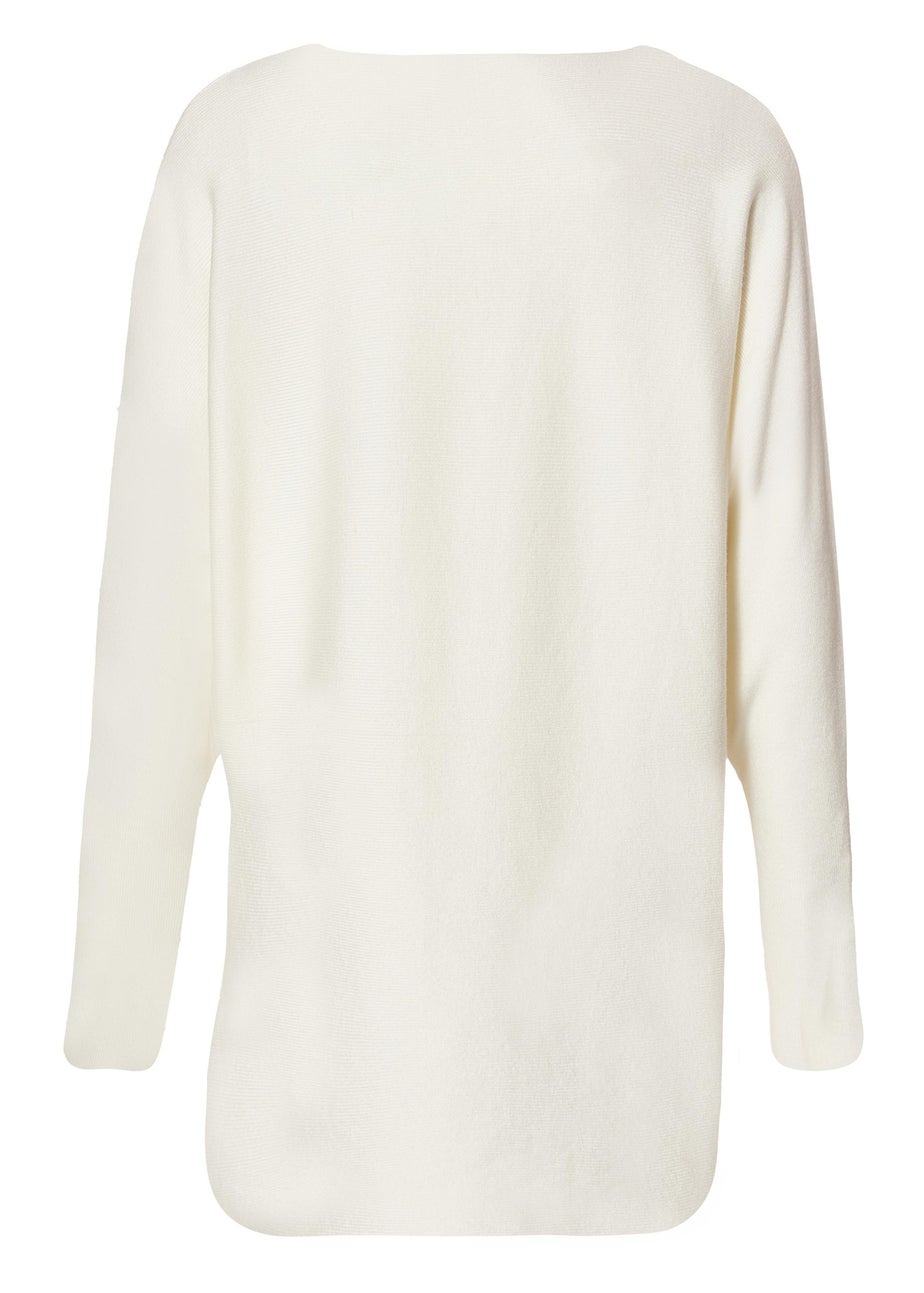 Quiz Cream Knitted Sequin Batwing Jumper