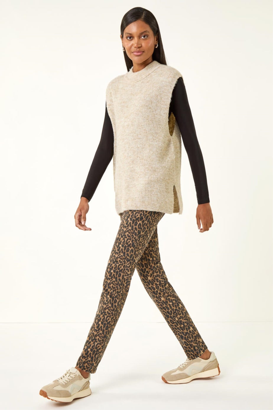 Roman Brown Animal Print Stretch Jeggings