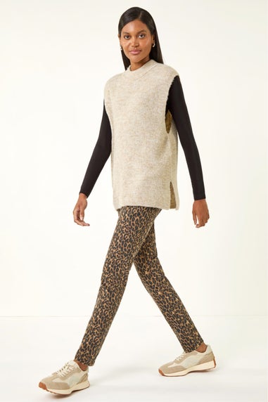 Roman Brown Animal Print Stretch Jeggings