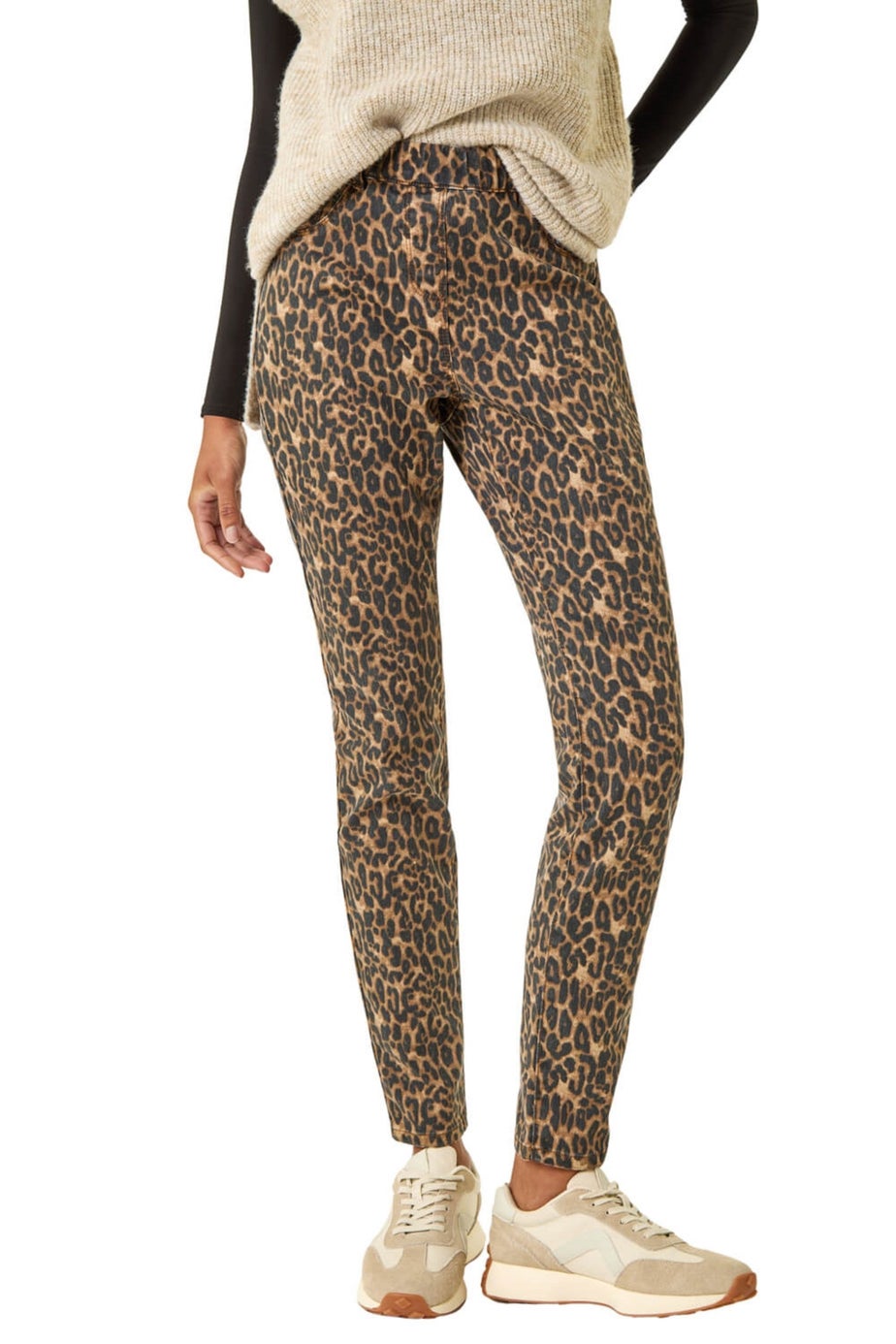 Roman Brown Animal Print Stretch Jeggings