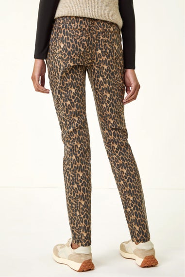 Roman Brown Animal Print Stretch Jeggings