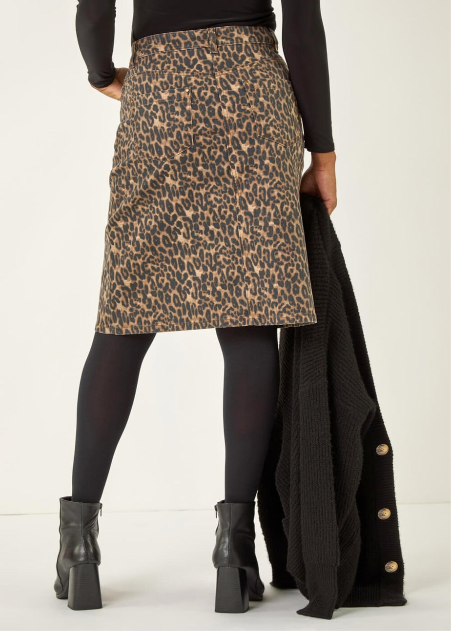 Roman Chocolate Animal Print A-Line Skirt