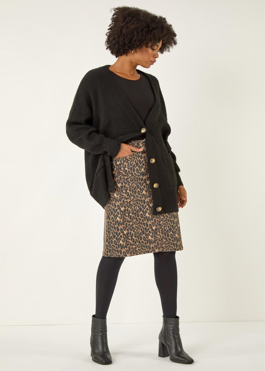 Roman Chocolate Animal Print A-Line Skirt