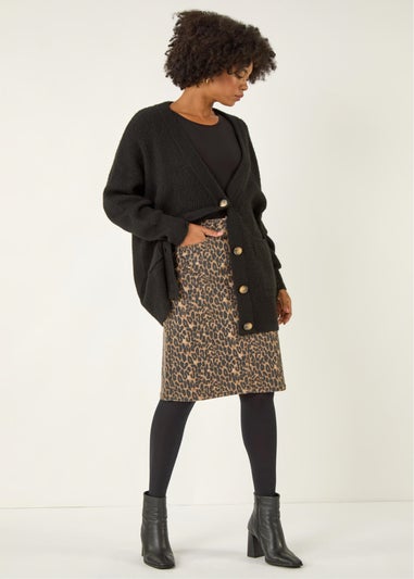 Roman Chocolate Animal Print A-Line Skirt