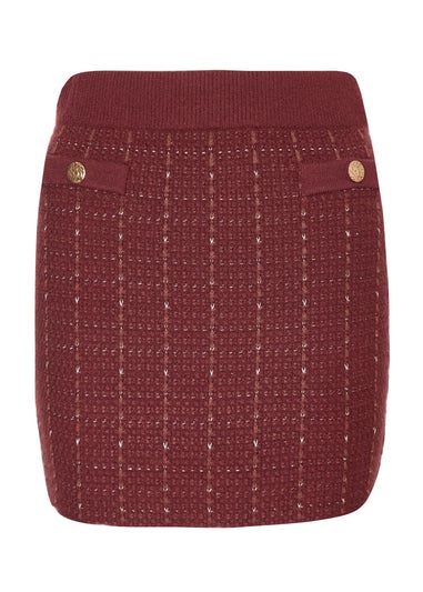 Quiz Burgundy Metallic Knit Skirt