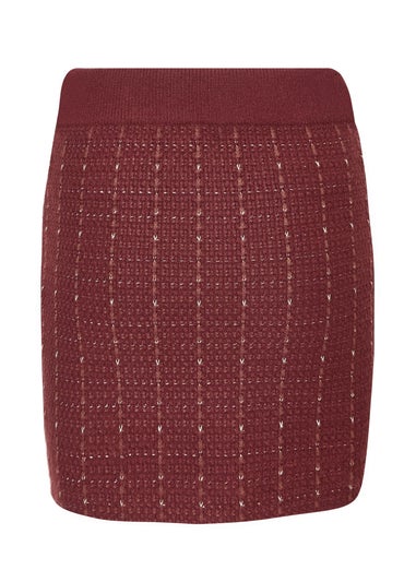 Quiz Burgundy Metallic Knit Skirt