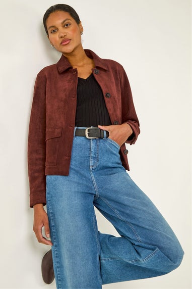 Roman Burgundy Suedette Button Jacket