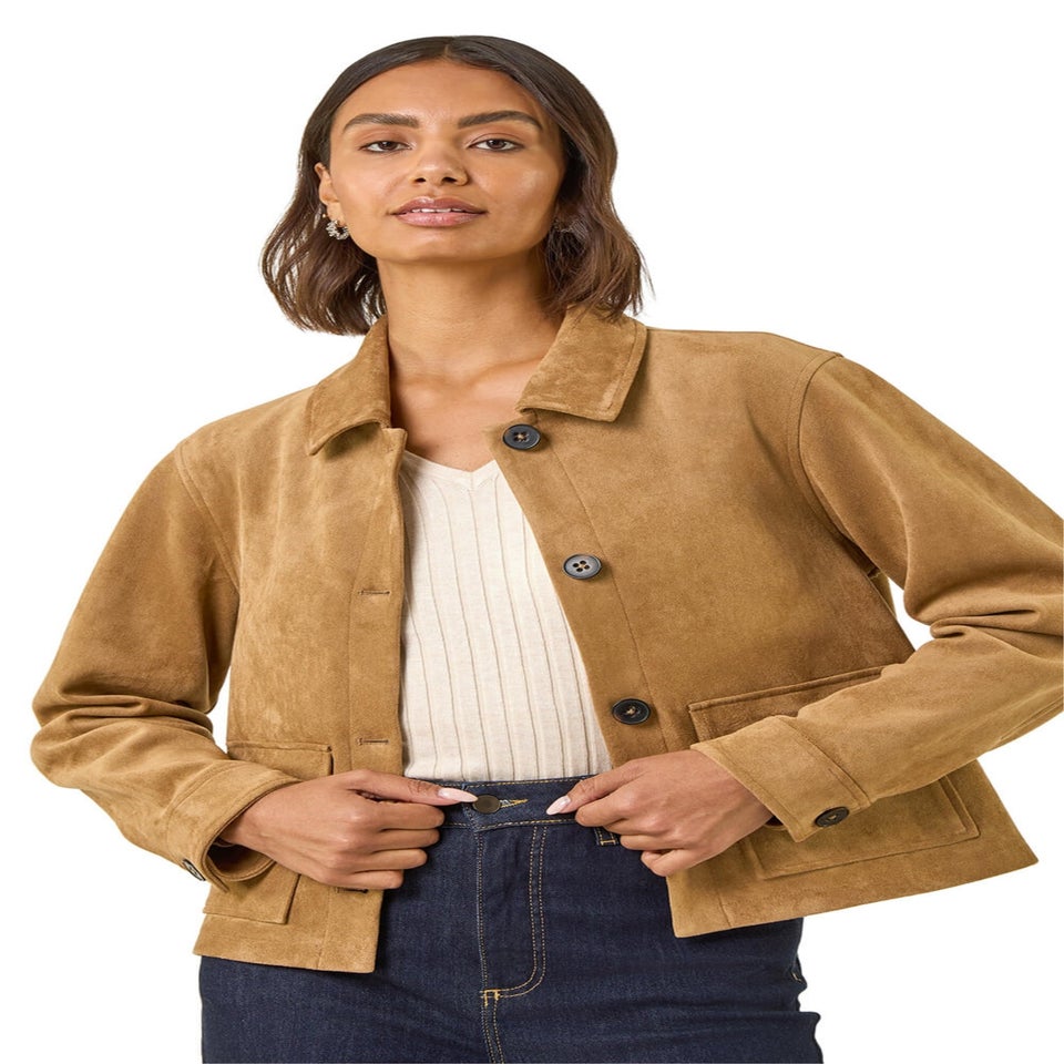 Roman Stone Suedette Button Jacket