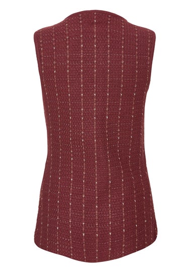 Quiz Burgundy Metallic Knit Waistcoat