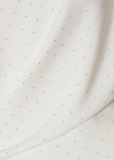 Quiz White Diamante Drape Neck Top