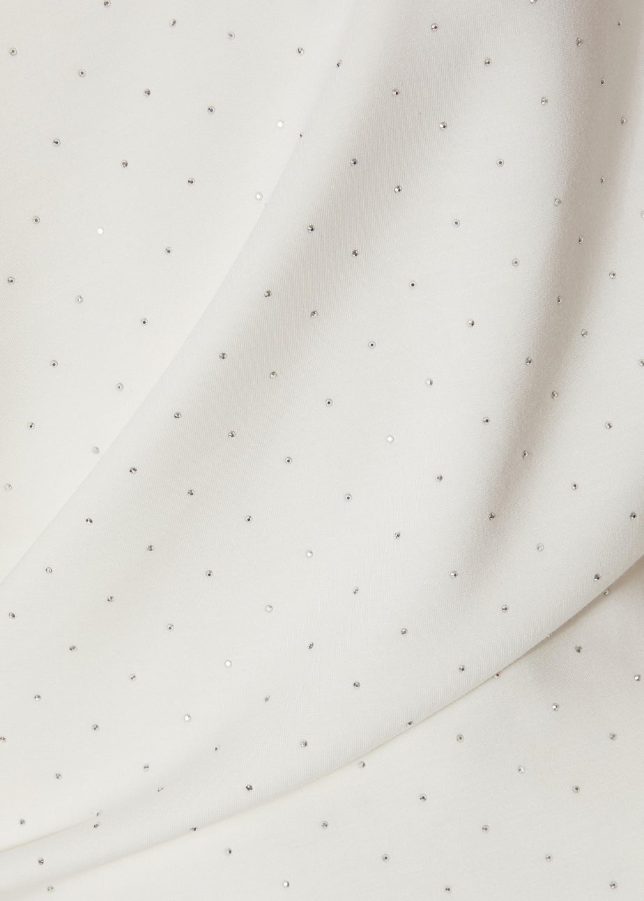 Quiz White Diamante Drape Neck Top