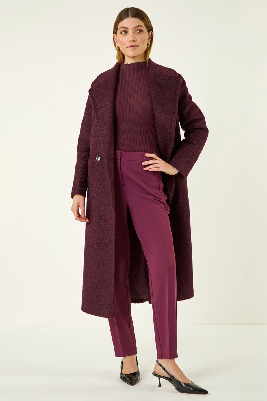 Roman Aubergine Straight Leg Stretch Trouser