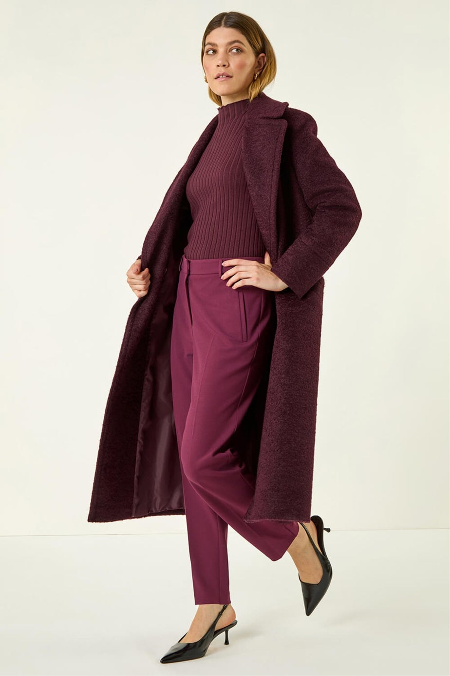 Roman Aubergine Straight Leg Stretch Trouser
