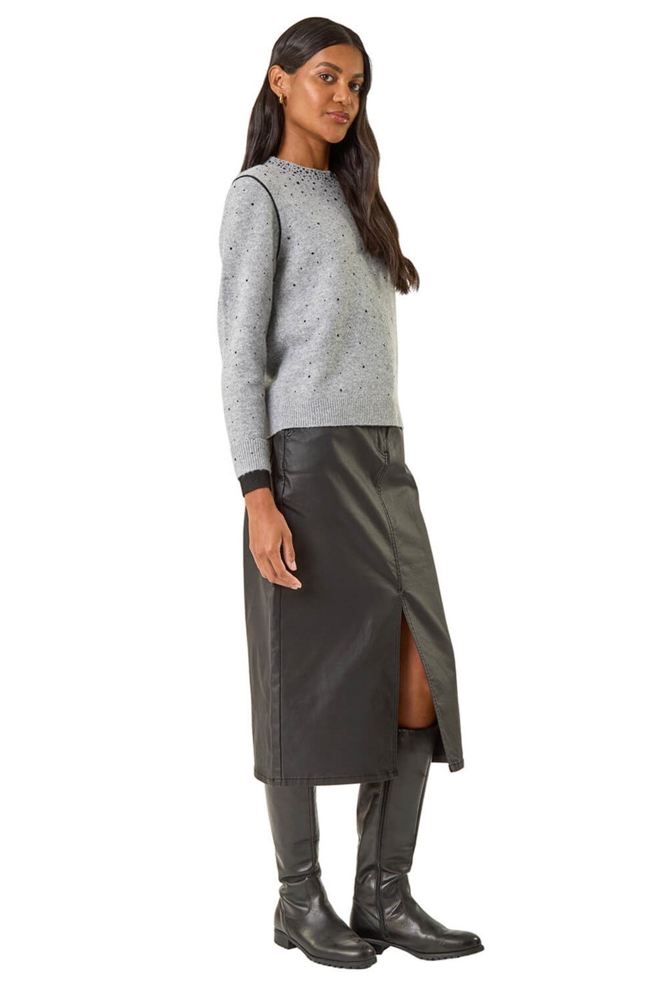 Roman Grey Embellished Knit Jumper