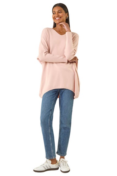 Roman Pink Lace Back V-Neck Poncho