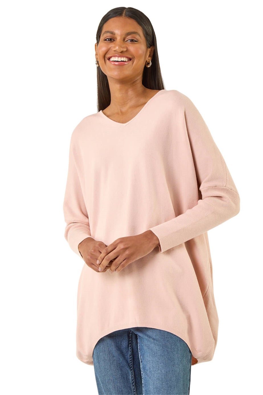 Roman Pink Lace Back V-Neck Poncho
