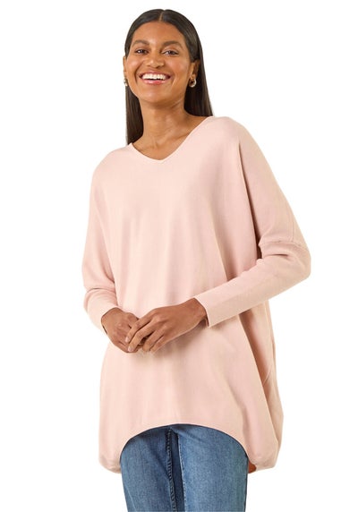 Roman Pink Lace Back V-Neck Poncho