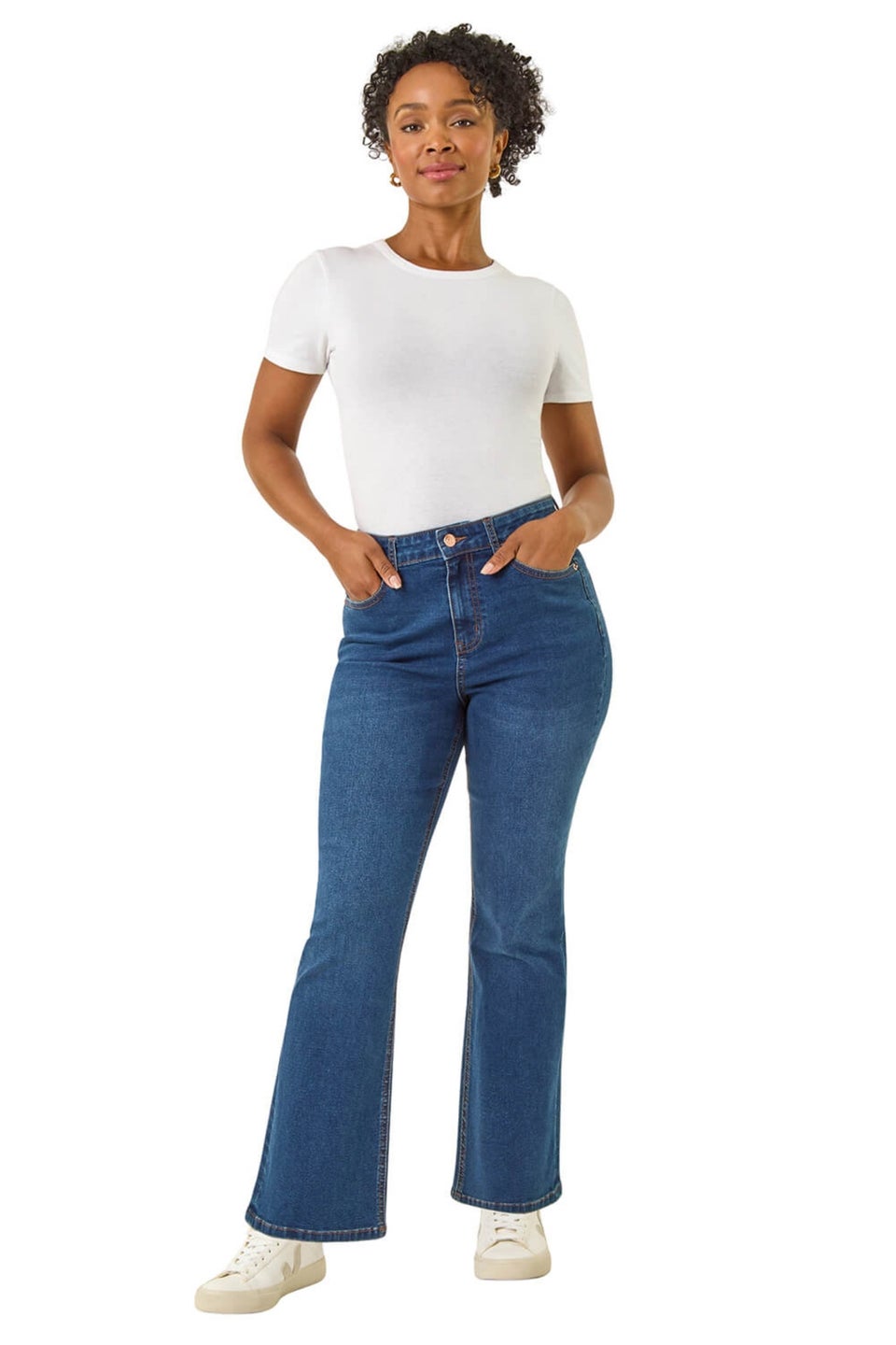 Roman Indigo Petite Bootcut Stretch Jeans