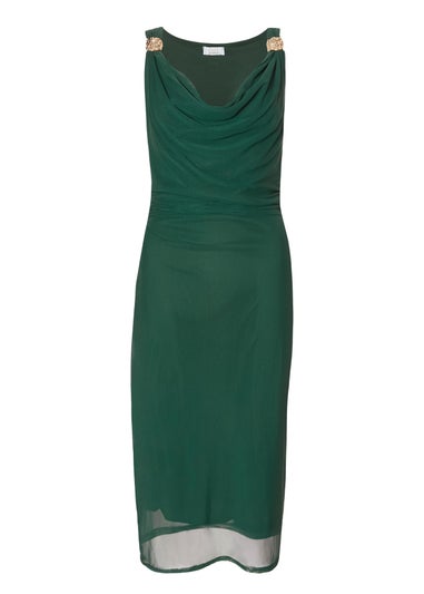 Quiz Green Mesh Buckle Detail Midi Dress