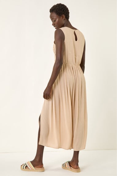 Roman Stone Crochet Bodice Midi Dress