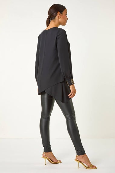 Roman Black Embellished Detail Layered Top
