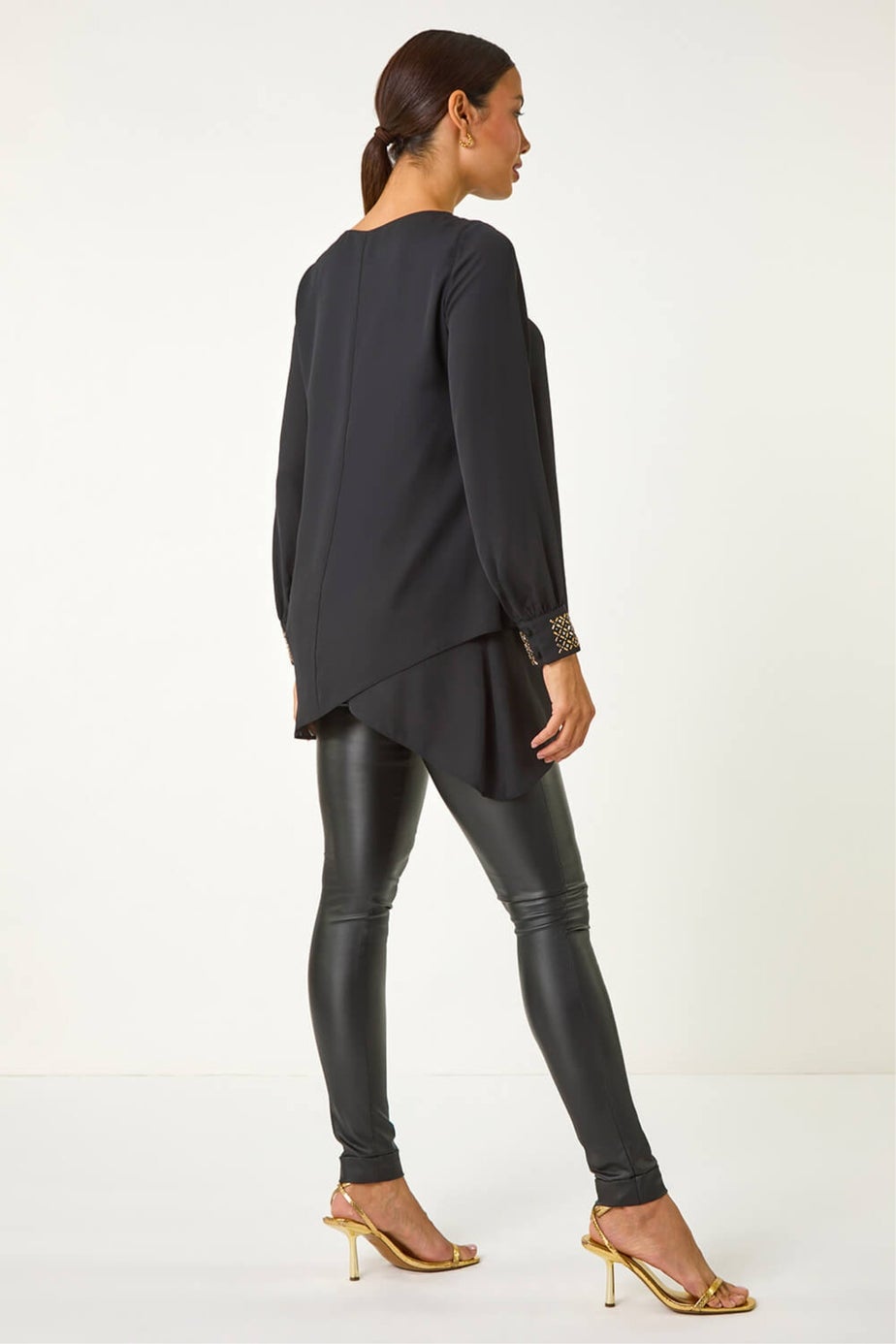 Roman Black Embellished Detail Layered Top