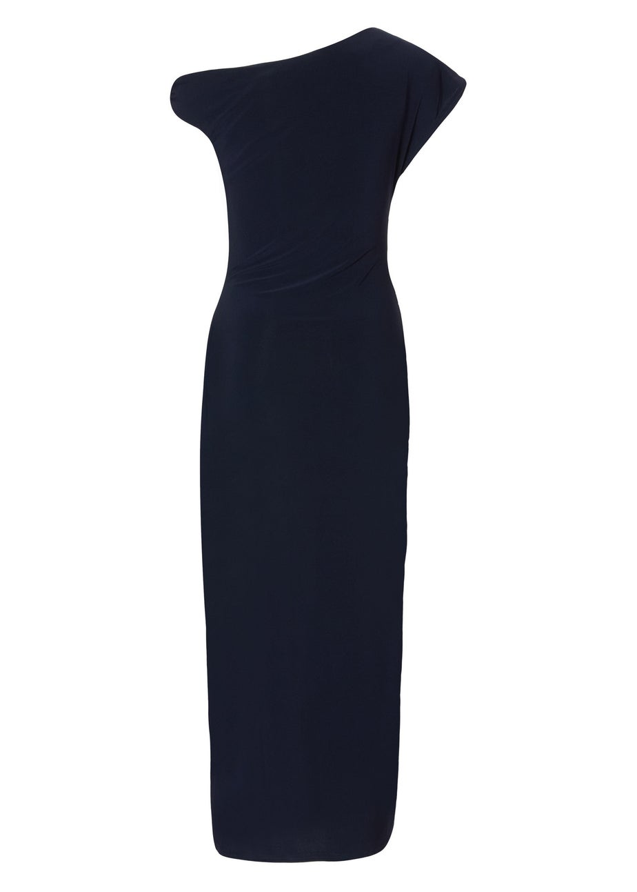 Quiz Navy Asymmetric Wrap Midaxi Dress