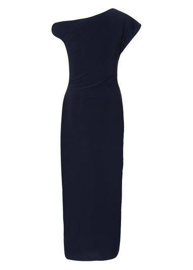 Quiz Navy Asymmetric Wrap Midaxi Dress