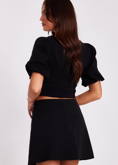 Quiz Black Puff Sleeve Crop Top