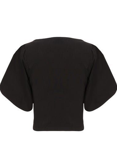 Quiz Black Puff Sleeve Crop Top